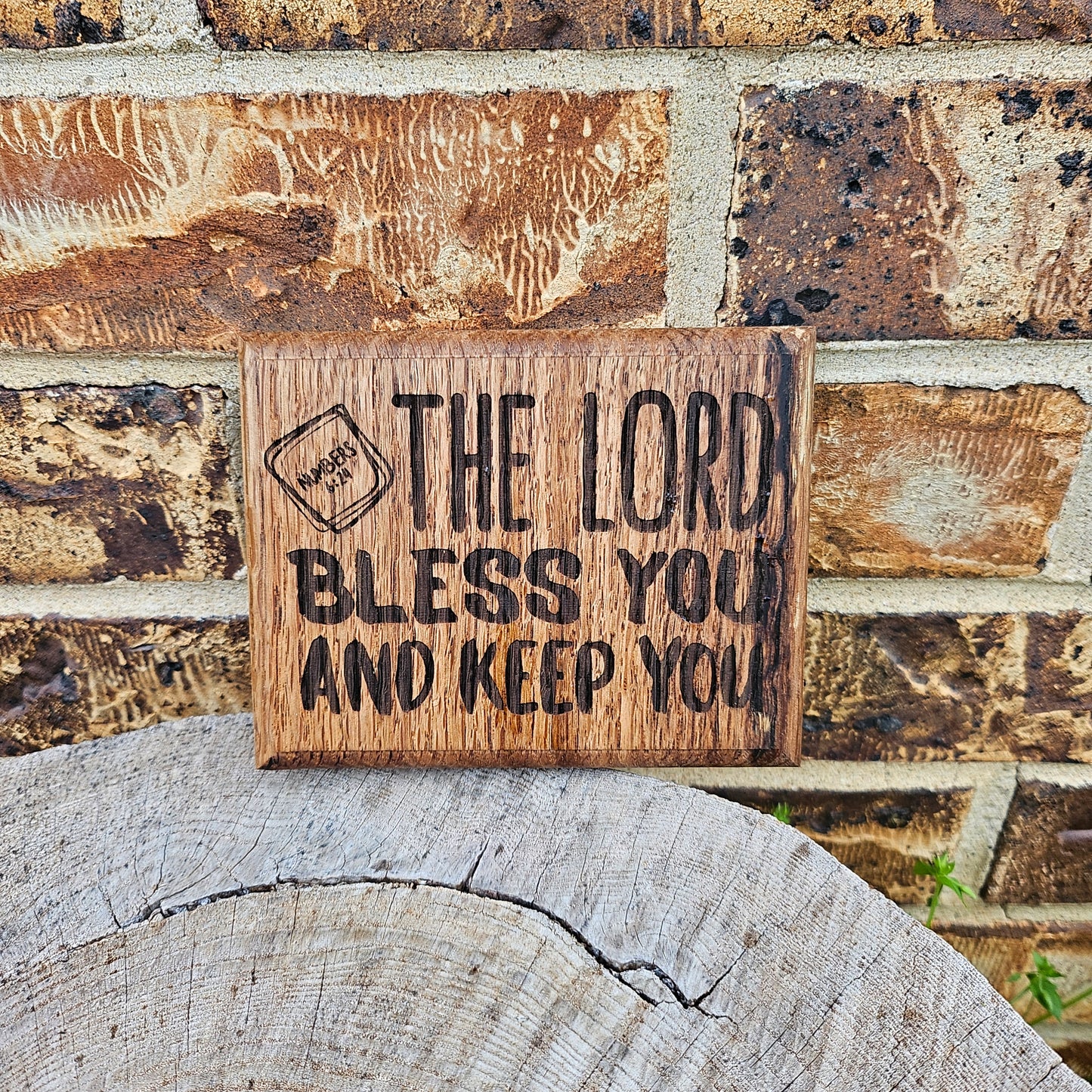 Mini oak plaque from reclaimed pallet hardwood displaying Bible verse Numbers 6:24 - Christian gift ideas, scripture wall art