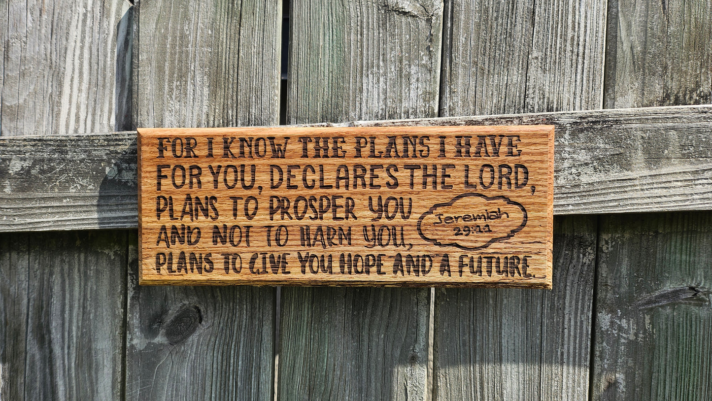 14 inch wood Slice of Scripture reclaimed pallet wood Bible verse wall art displaying Jeremiah 29:11- Christian decorative art home decor