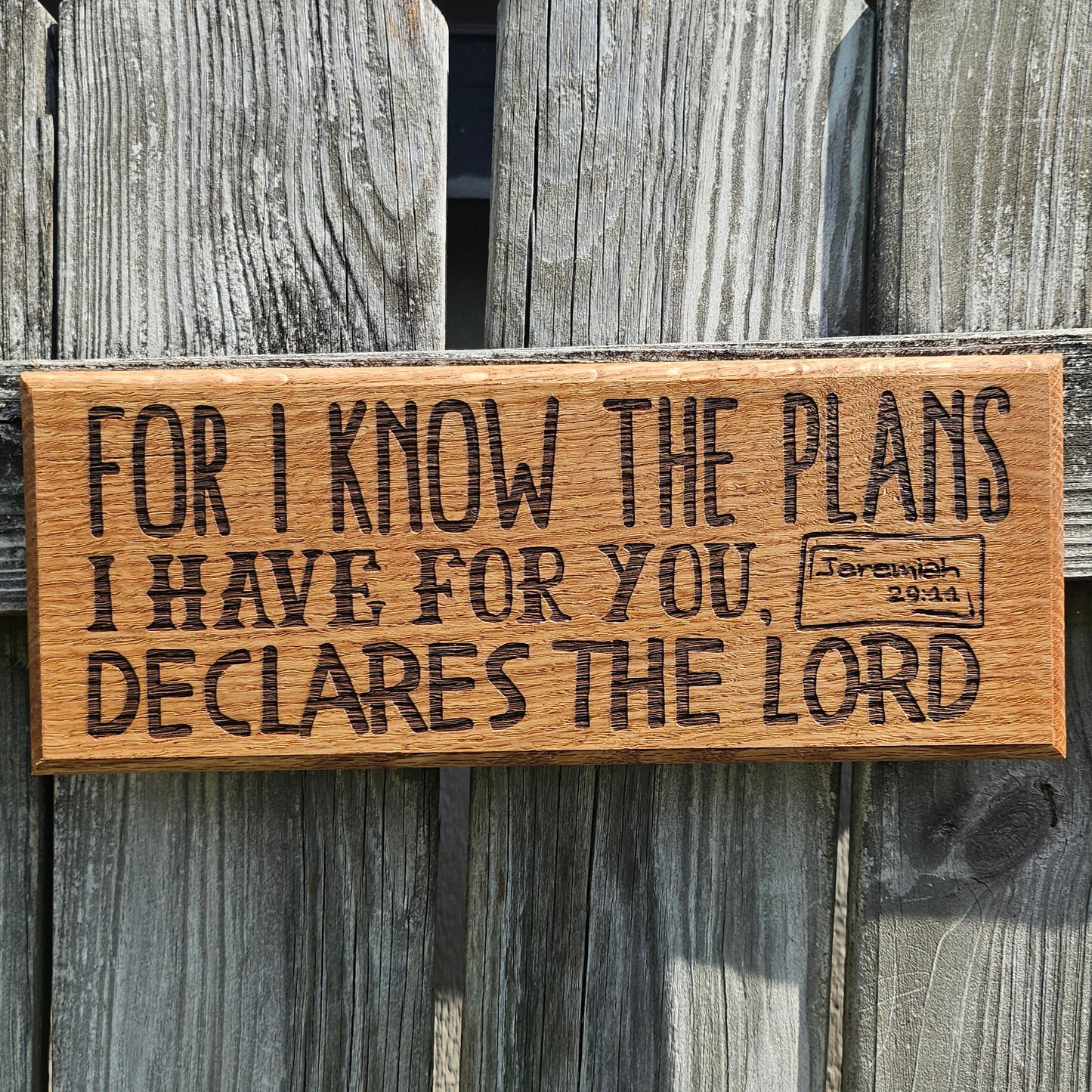 14 inch wood Slice of Scripture reclaimed pallet wood Bible verse wall art displaying Jeremiah 29:11- Christian decorative art home decor