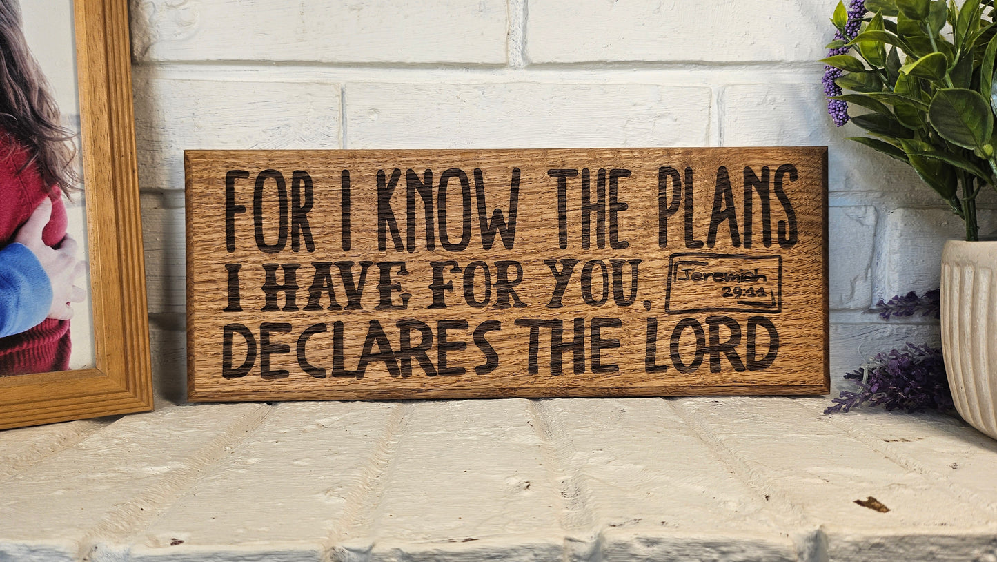 14 inch wood Slice of Scripture reclaimed pallet wood Bible verse wall art displaying Jeremiah 29:11- Christian decorative art home decor