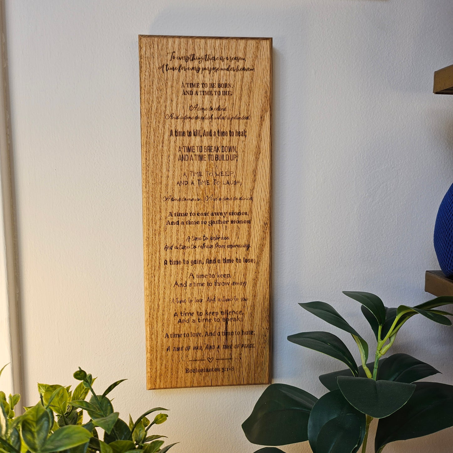 14 inch wood Slice of Scripture reclaimed pallet wood Bible verse wall art displaying Ecclesiastes 3:1-8 - Christian decorative art home decor