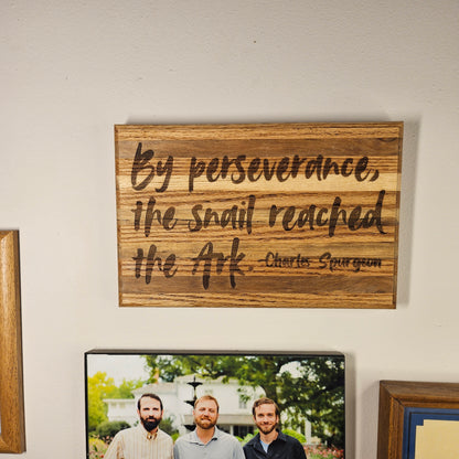 12 inch wood Slice of Scripture reclaimed pallet wood wall art displaying a Charles Spurgeon quote - Christian decorative art home decor