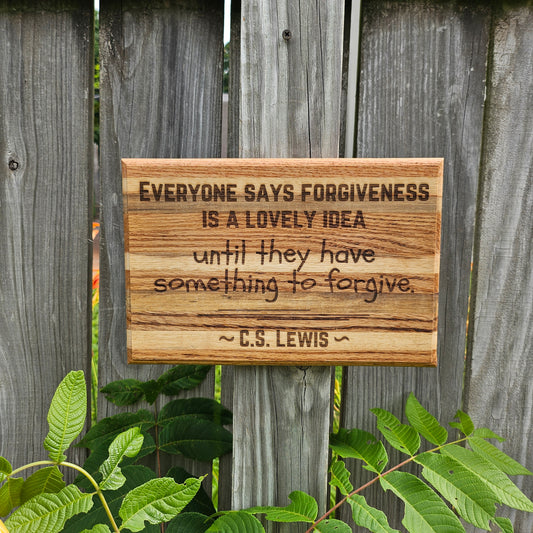 12 inch wood Slice of Scripture reclaimed pallet wood Bible verse wall art displayinga  quote from CS Lewis - Christian decorative art home decor