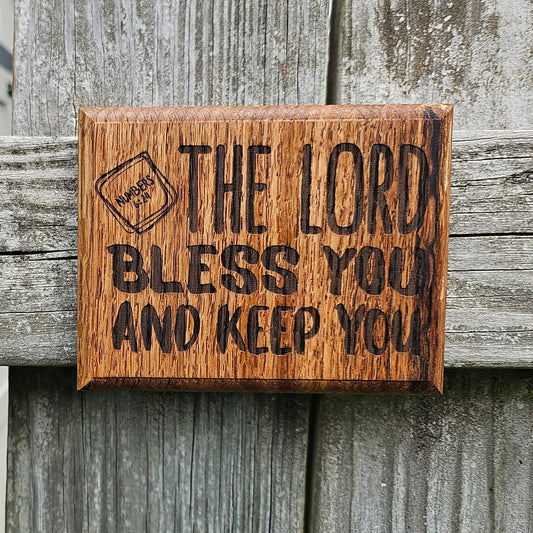 Mini oak plaque from reclaimed pallet hardwood displaying Bible verse Numbers 6:24 - Christian gift ideas, scripture wall art