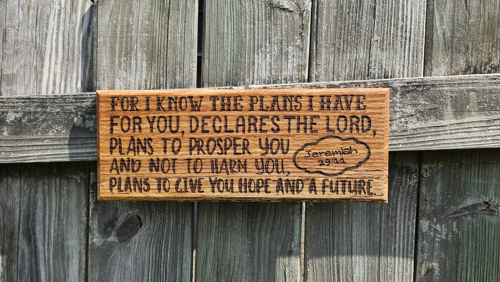 14 inch wood Slice of Scripture reclaimed pallet wood Bible verse wall art displaying Jeremiah 29:11- Christian decorative art home decor