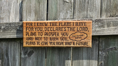 14 inch wood Slice of Scripture reclaimed pallet wood Bible verse wall art displaying Jeremiah 29:11- Christian decorative art home decor