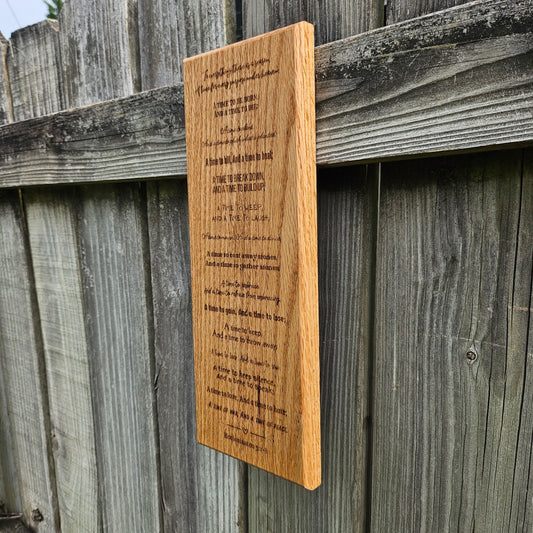 14 inch wood Slice of Scripture reclaimed pallet wood Bible verse wall art displaying Ecclesiastes  3:1-8 - Christian decorative art home decor